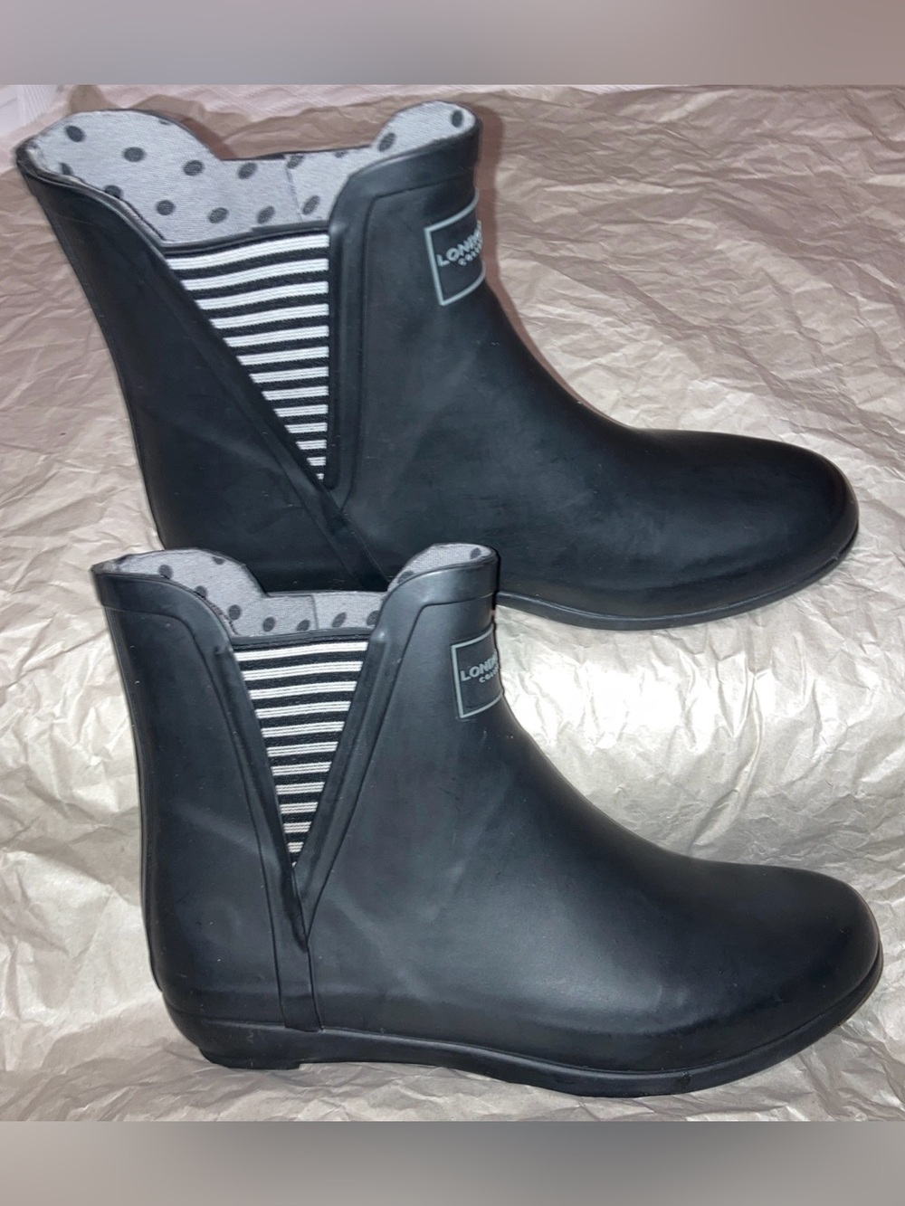 London Fog Piccadilly Rain Boots, Women's Sz 8M, BLACK MSRP VALUE  $50
